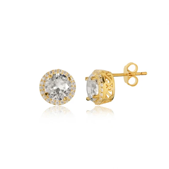 Round White CZ 925 Sterling Silver Earrings Round White CZ 925 Sterling Silver Earrings