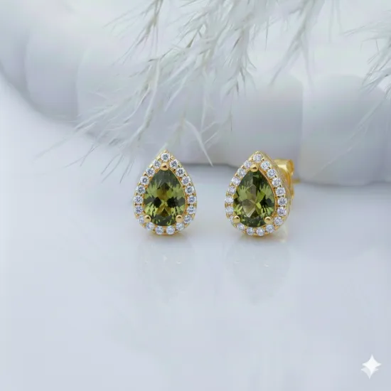 Pear Peridot CZ 925 Sterling Silver Earrings Pear Peridot CZ 925 Sterling Silver Earrings