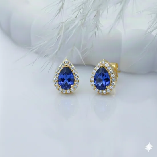 Pear Sapphire CZ 925 Sterling Silver Earrings Pear Sapphire CZ 925 Sterling Silver Earrings
