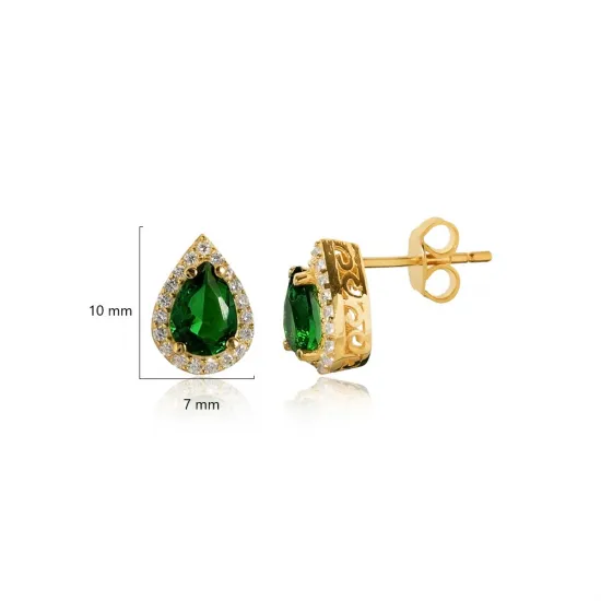 Pear Emerald CZ 925 Sterling Silver Earrings Pear Emerald CZ 925 Sterling Silver Earrings