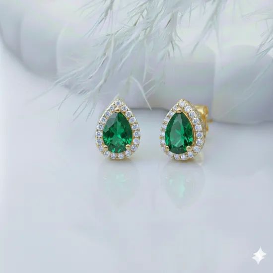 Pear Emerald CZ 925 Sterling Silver Earrings Pear Emerald CZ 925 Sterling Silver Earrings