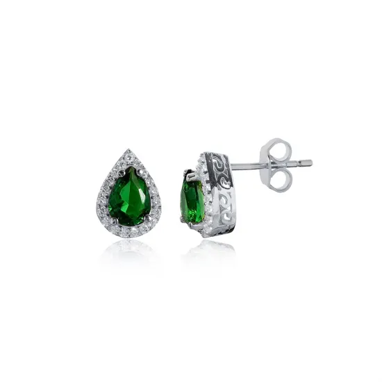Pear Emerald CZ 925 Sterling Silver Earrings Pear Emerald CZ 925 Sterling Silver Earrings