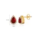 Pear Design Garnet CZ Stone Stud Earring Pear Design Garnet CZ Stone Stud Earring