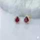 Pear Design Garnet CZ Stone Stud Earring Pear Design Garnet CZ Stone Stud Earring