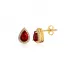 Pear Design Garnet CZ Stone  Stud Earring