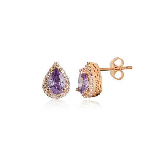 Pear Amethyst CZ 925 Sterling Silver Earrings Pear Amethyst CZ 925 Sterling Silver Earrings