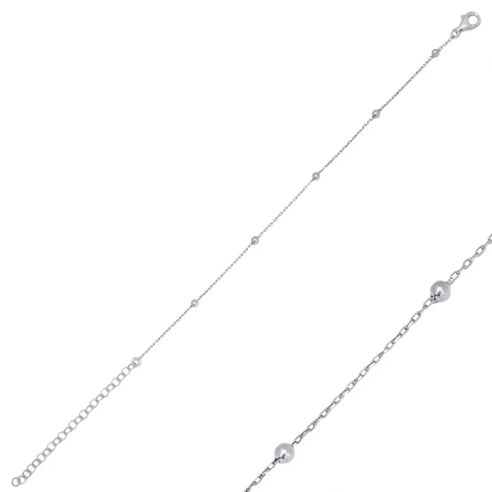 Plain Ball Chain 925 Sterling Silver Bracelet | 925 Sterling Silver Wholesale | Sade Silver Plain Ball Chain 925 Sterling Silver Bracelet - Sade 925 Silver Jewelry