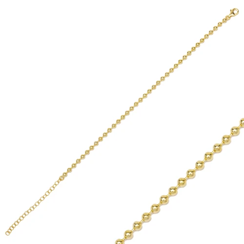 Delicate 3mm Ball Beaded For Woman 925 Silver Bracelet