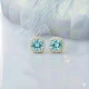 Square Shape Round Aquamarine CZ 925 Silver Earrings Square Shape Round Aquamarine CZ 925 Silver Earrings