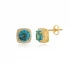 Square Shape Round Aquamarine CZ 925 Silver Earrings