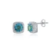 Square Shape Round Aquamarine CZ 925 Silver Earrings Square Shape Round Aquamarine CZ 925 Silver Earrings