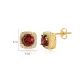 Square Shape Round Garnet CZ Sterling Silver Earrings Square Shape Round Garnet CZ Sterling Silver Earrings