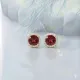Square Shape Round Garnet CZ Sterling Silver Earrings Square Shape Round Garnet CZ Sterling Silver Earrings