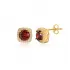 Square Shape Round Garnet CZ Sterling Silver Earrings