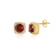 Square Shape Round Garnet CZ Sterling Silver Earrings Square Shape Round Garnet CZ Sterling Silver Earrings