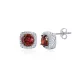 Square Shape Round Garnet CZ Sterling Silver Earrings Square Shape Round Garnet CZ Sterling Silver Earrings