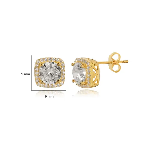 Square Shape Round White CZ Stud Earring Square Shape Round White CZ Stud Earring
