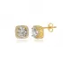 Square Shape Round White CZ Stud Earring