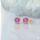 Square Shape Round Pink CZ 925 Sterling Silver Earrings Square Shape Round Pink CZ 925 Sterling Silver Earrings