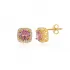 Square Shape Round Pink CZ 925 Sterling Silver Earrings