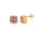 Square Shape Round Pink CZ 925 Sterling Silver Earrings Square Shape Round Pink CZ 925 Sterling Silver Earrings