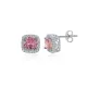 Square Shape Round Pink CZ 925 Sterling Silver Earrings Square Shape Round Pink CZ 925 Sterling Silver Earrings