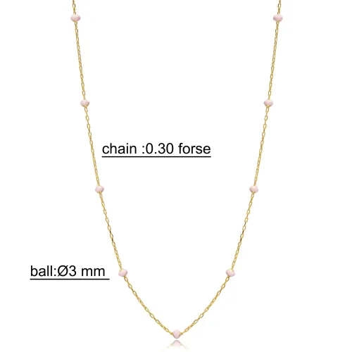 Beaded Enamel Chain 925 Sterling Silver Necklace Beaded Enamel Chain 925 Sterling Silver Necklace