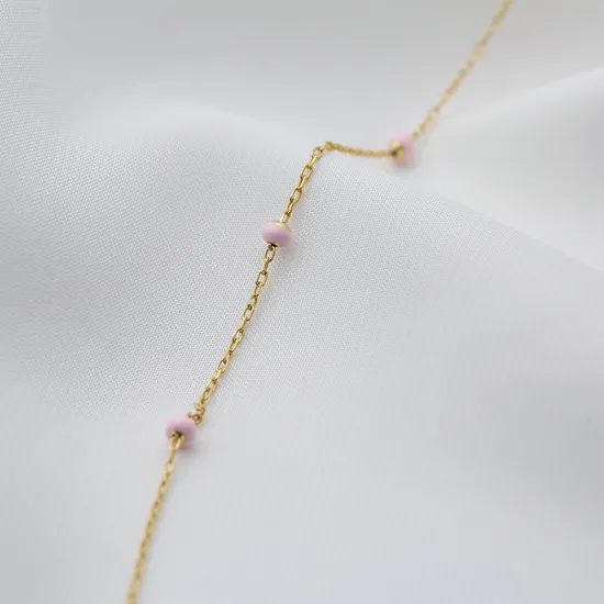 Beaded Enamel Chain 925 Sterling Silver Necklace - Sade 925 Silver Jewelry