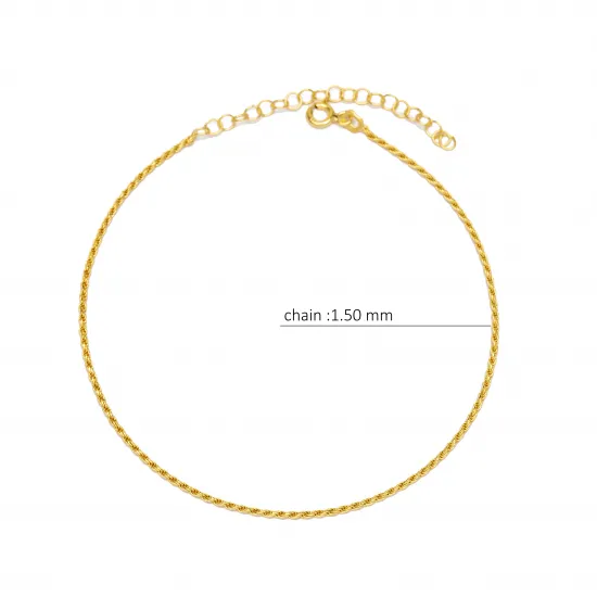 Rope Chain Stylish Women 925 Sterling Silver Anklet Rope Chain Stylish Women 925 Sterling Silver Anklet