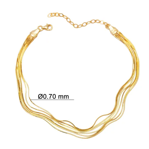 Six Layered Snake Chain Woman Sterling Silver Anklet