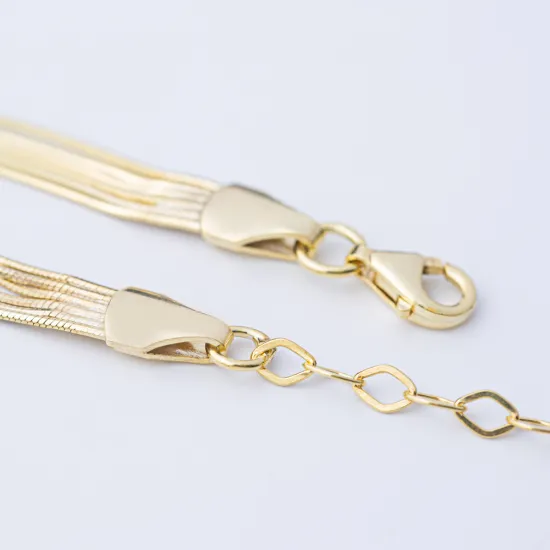 Six Layered Snake Chain Design Turkish Handcrafted Woman Anklet 925 Sterling Silver Jewelry