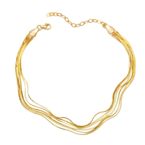 Six Layered Snake Chain Woman Sterling Silver Anklet