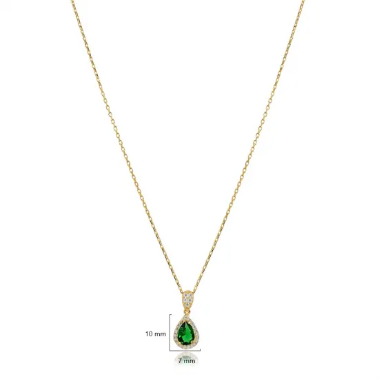 Pear Emerald 925 Sterling Silver Necklace Pear Emerald 925 Sterling Silver Necklace
