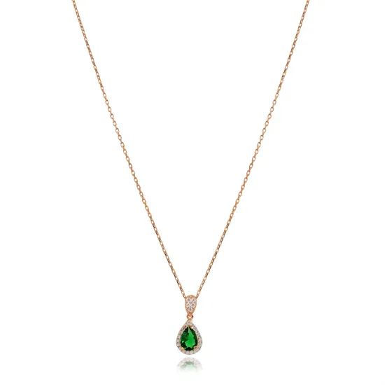 Pear Emerald 925 Sterling Silver Necklace Pear Emerald 925 Sterling Silver Necklace