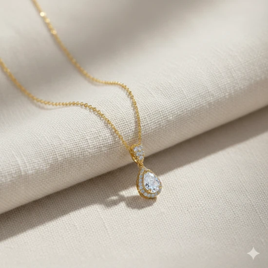Turkish Pear White 925 Sterling Silver Necklace