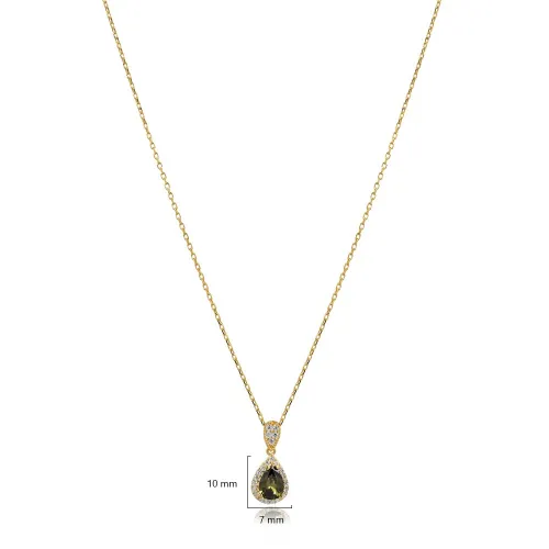 Pear Design Peridot Stone Charm Necklace Pear Design Peridot Stone Charm Necklace