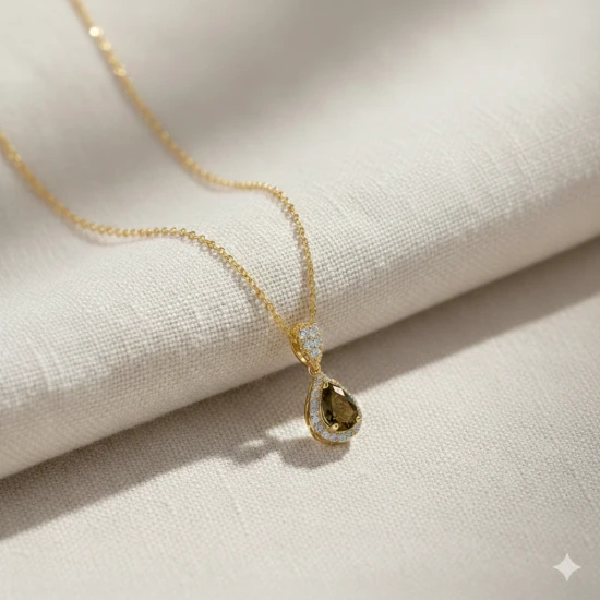 Pear Peridot 925 Sterling Silver Necklace Pear Peridot 925 Sterling Silver Necklace