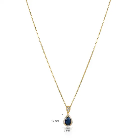 Pear Sapphire 925 Sterling Silver Necklace Pear Sapphire 925 Sterling Silver Necklace