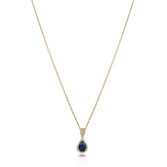 Pear Sapphire 925 Sterling Silver Necklace Pear Sapphire 925 Sterling Silver Necklace