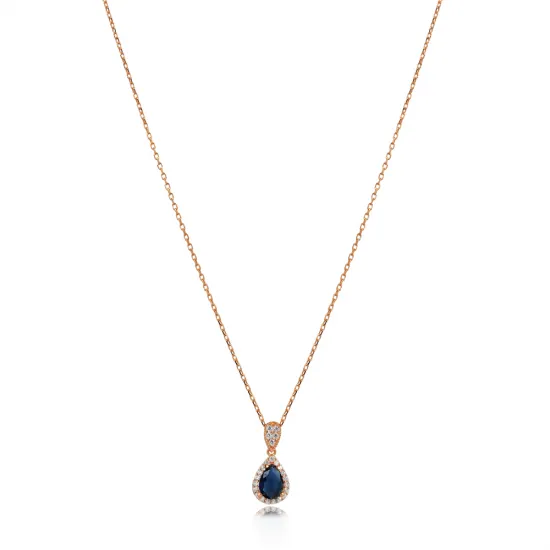 Pear Sapphire 925 Sterling Silver Necklace Pear Sapphire 925 Sterling Silver Necklace