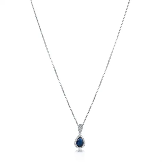 Pear Sapphire 925 Sterling Silver Necklace Pear Sapphire 925 Sterling Silver Necklace