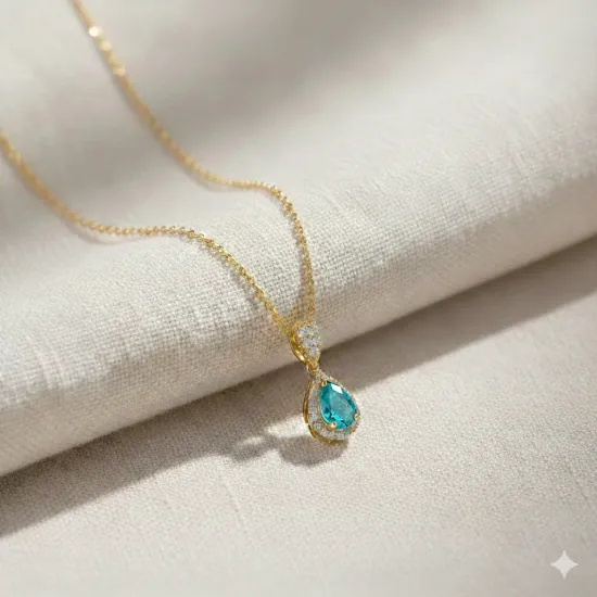 Pear Aquamarine 925 Sterling Silver Necklace Pear Aquamarine 925 Sterling Silver Necklace