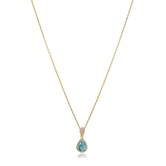 Pear Aquamarine 925 Sterling Silver Necklace Pear Aquamarine 925 Sterling Silver Necklace