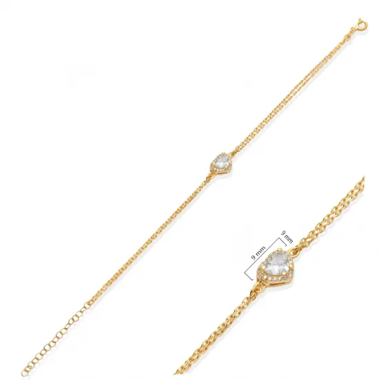 Heart Design CZ Stone 925 Charm Bracelet Heart Design CZ Stone 925 Charm Bracelet