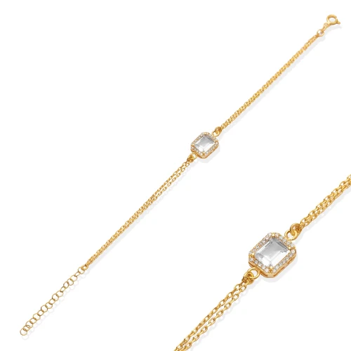 Geometric Rectangular CZ 925 Sterling Silver Bracelet