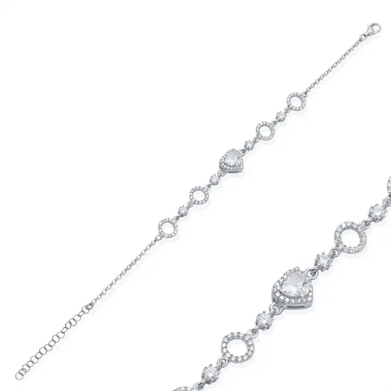 Heart Hollow CZ 925 Sterling Silver Bracelet Heart Hollow CZ 925 Sterling Silver Bracelet