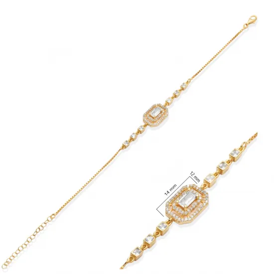 Square CZ Baguette Sterling Silver Bracelet Square CZ Baguette Sterling Silver Bracelet