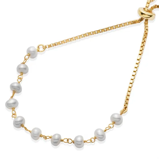 Round Pearl Design 925 Cube Chain Bracelet Round Pearl Design 925 Cube Chain Bracelet