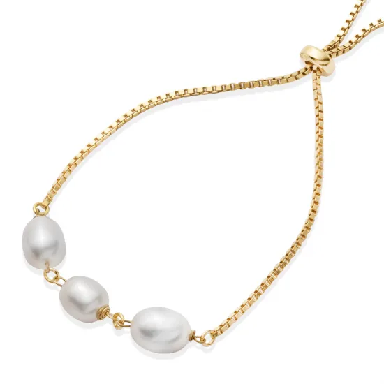 Freshwater Pearl 925 Cube Chain Bracelet