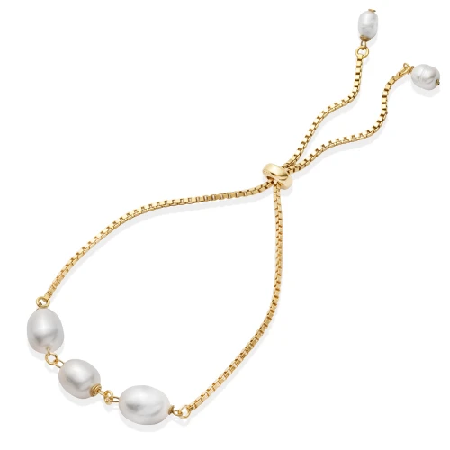 Freshwater Pearl Cube Chain Sterling Silver Bracelet